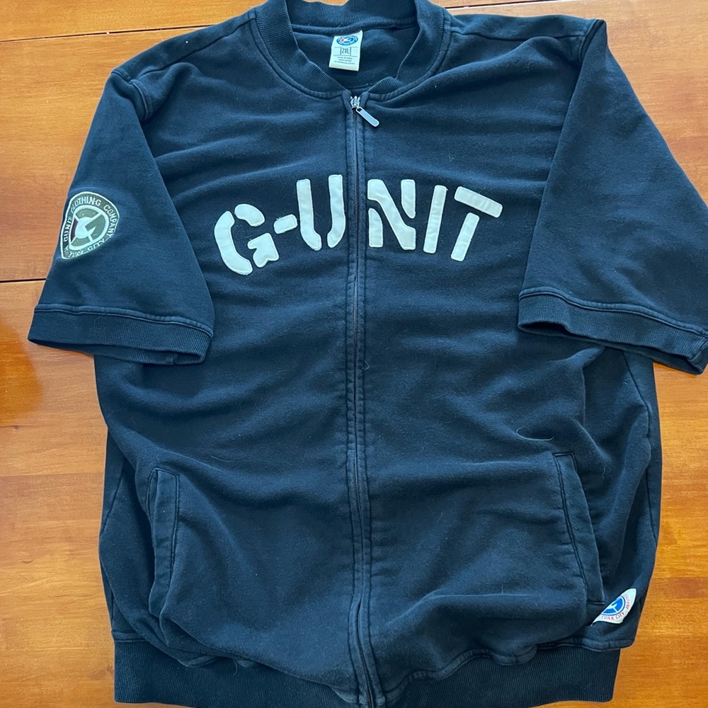 G Unit New York City Sweater Mens 2XL XXL Black Short Sleeve Full Zip Y2K